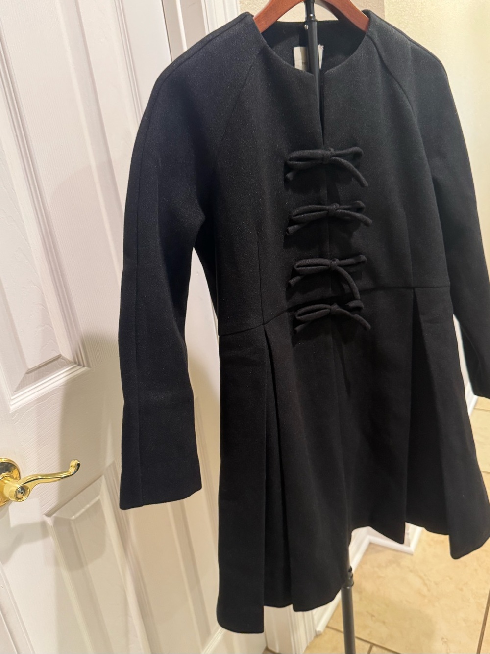 Tuckernuck Blair Black Bow-Accent Coat Dress Size Large - Picture 5 of 10